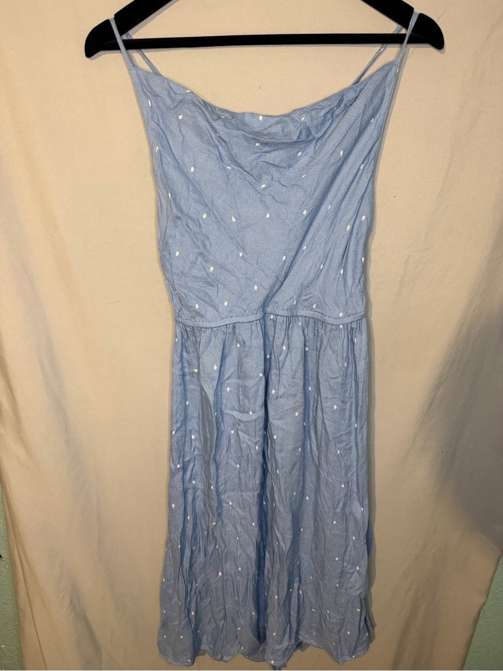 Volcom Mystic Mama Dress Medium Baby Blue Polka Dot
